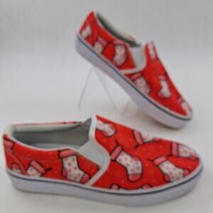Groove Bags Shoes Womens Size 9 Red Christmas Stocking Slip On Canvas Sneakers